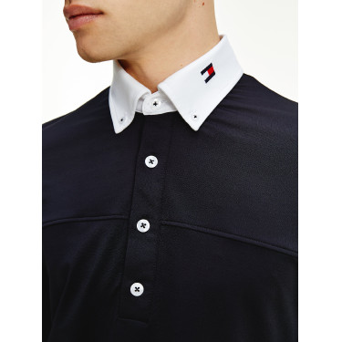 Polo de competição Tommy Hilfiger Equestrian de mangas compridas masculino Polo de competição Tommy Hilfiger Equestrian de mangas compridas masculino