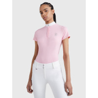 Polo de competição Tommy Hilfiger Equestrian Performance Strass manga curta feminino Rosa clássica