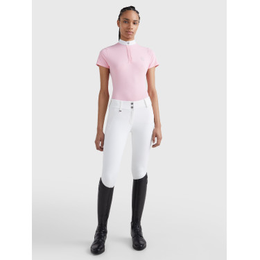 Polo de competição Tommy Hilfiger Equestrian Performance Strass manga curta feminino Rosa clássica Polo de competição Tommy Hilfiger Equestrian Performance Strass manga curta feminino Rosa clássica