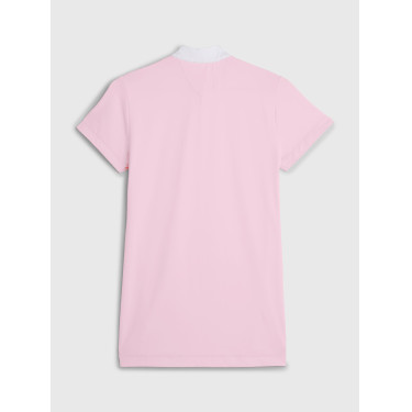 Polo de competição Tommy Hilfiger Equestrian Performance Strass manga curta feminino Rosa clássica Polo de competição Tommy Hilfiger Equestrian Performance Strass manga curta feminino Rosa clássica