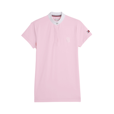 Polo de competição Tommy Hilfiger Equestrian Performance Strass manga curta feminino Rosa clássica Polo de competição Tommy Hilfiger Equestrian Performance Strass manga curta feminino Rosa clássica
