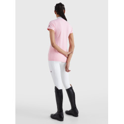 Polo de competição Tommy Hilfiger Equestrian Performance Strass manga curta feminino Rosa clássica Polo de competição Tommy Hilfiger Equestrian Performance Strass manga curta feminino Rosa clássica