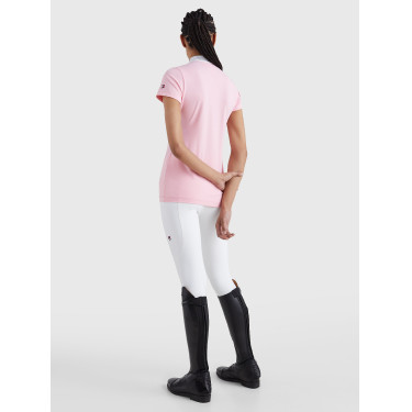 Polo de competição Tommy Hilfiger Equestrian Performance Strass manga curta feminino Rosa clássica Polo de competição Tommy Hilfiger Equestrian Performance Strass manga curta feminino Rosa clássica