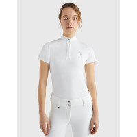 Polo de competição Tommy Hilfiger Equestrian Performance Strass manga curta feminino Branco Polo de competição Tommy Hilfiger Equestrian Performance Strass manga curta feminino Branco