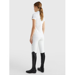 Polo de competição Tommy Hilfiger Equestrian Performance Strass manga curta feminino Branco Polo de competição Tommy Hilfiger Equestrian Performance Strass manga curta feminino Branco