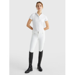 Polo de competição Tommy Hilfiger Equestrian Performance Strass manga curta feminino Branco Polo de competição Tommy Hilfiger Equestrian Performance Strass manga curta feminino Branco