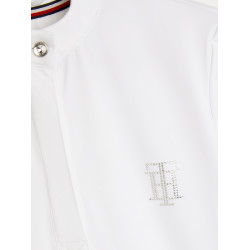Polo de competição Tommy Hilfiger Equestrian Performance Strass manga curta feminino Branco Polo de competição Tommy Hilfiger Equestrian Performance Strass manga curta feminino Branco