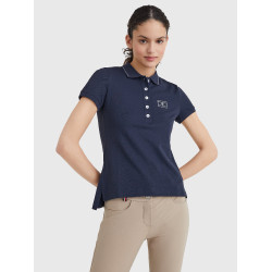 Polo Tommy Hilfiger Equestrian com strass de manga curta feminino Polo Tommy Hilfiger Equestrian com strass de manga curta feminino