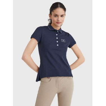 Polo Tommy Hilfiger Equestrian com strass de manga curta feminino Polo Tommy Hilfiger Equestrian com strass de manga curta feminino
