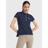 Polo Tommy Hilfiger Equestrian con pedrería de manga corta para mujer Azul-marinho