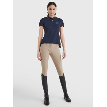 Polo Tommy Hilfiger Equestrian com strass de manga curta feminino Polo Tommy Hilfiger Equestrian com strass de manga curta feminino