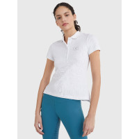 Polo Tommy Hilfiger Equestrian con pedrería de manga corta para mujer Branco