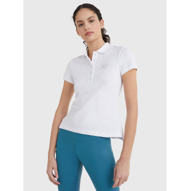 Polo Tommy Hilfiger Equestrian con pedrería de manga corta para mujer Branco