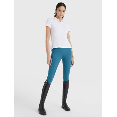 Polo Tommy Hilfiger Equestrian con pedrería de manga corta para mujer Branco