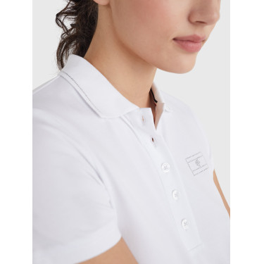Polo Tommy Hilfiger Equestrian con pedrería de manga corta para mujer Branco