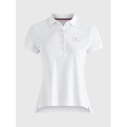 Polo Tommy Hilfiger Equestrian con pedrería de manga corta para mujer Branco