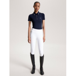 Polo Tommy Hilfiger Equestrian Harlem de manga curta feminino Azul-marinho