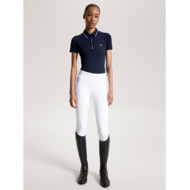 Polo Tommy Hilfiger Equestrian Harlem de manga curta feminino Azul-marinho