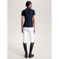 Polo Tommy Hilfiger Equestrian Harlem de manga curta feminino Azul-marinho