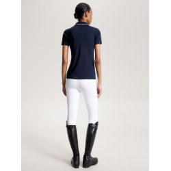 Polo Tommy Hilfiger Equestrian Harlem de manga curta feminino Azul-marinho