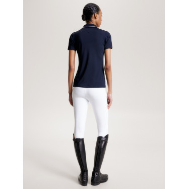 Polo Tommy Hilfiger Equestrian Harlem de manga curta feminino Azul-marinho