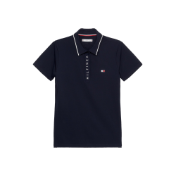 Polo Tommy Hilfiger Equestrian Harlem de manga curta feminino Azul-marinho
