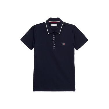 Polo Tommy Hilfiger Equestrian Harlem de manga curta feminino Azul-marinho