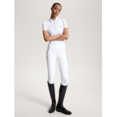 Polo Tommy Hilfiger Equestrian Harlem de manga curta feminino Branco