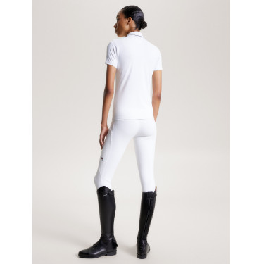 Polo Tommy Hilfiger Equestrian Harlem de manga curta feminino Branco