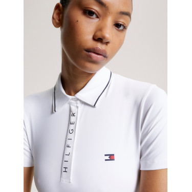 Polo Tommy Hilfiger Equestrian Harlem de manga curta feminino Branco
