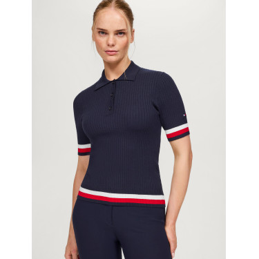 Polo Tommy Hilfiger Equestrian Lenox efeito pulôver feminino Polo Tommy Hilfiger Equestrian Lenox efeito pulôver feminino