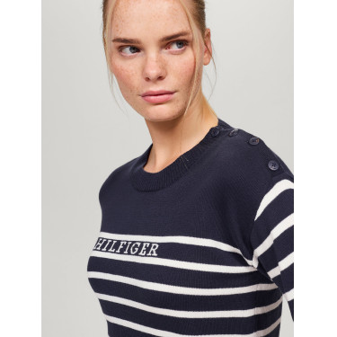Suéter marinheiro Tommy Hilfiger Equestrian Fairflied feminino Suéter marinheiro Tommy Hilfiger Equestrian Fairflied feminino