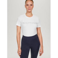 Camiseta Tommy Hilfiger Equestrian Belmont de manga curta com strass feminina Branco