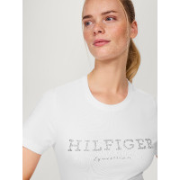 Camiseta Tommy Hilfiger Equestrian Belmont de manga curta com strass feminina Azul-marinho Camiseta Tommy Hilfiger Equestrian Belmont de manga curta com strass feminina Azul-marinho