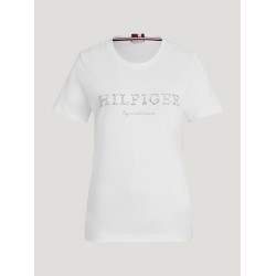 Camiseta Tommy Hilfiger Equestrian Belmont de manga curta com strass feminina Branco