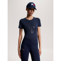 T-shirt Tommy Hilfiger Equestrian Manhattan de mangas curtas para mulher Azul-marinho