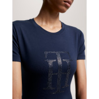 T-shirt Tommy Hilfiger Equestrian Manhattan de mangas curtas para mulher Azul-marinho