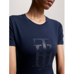 T-shirt Tommy Hilfiger Equestrian Manhattan de mangas curtas para mulher Azul-marinho