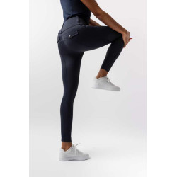 Legging Hybrid Horze Anya feminino fullgrip Abertura Azul-marinho