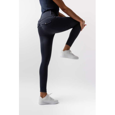 Legging Hybrid Horze Anya feminino fullgrip Abertura Azul-marinho