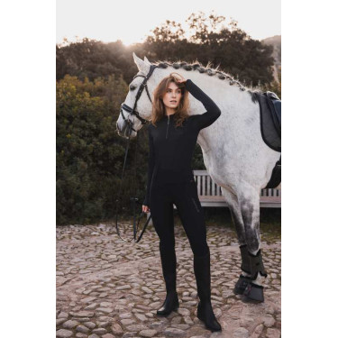 Calça de equitação B Vertigo híbrida de compressão Chiara feminina Beleza negra Preto Calça de equitação B Vertigo híbrida de compressão Chiara feminina Beleza negra Preto