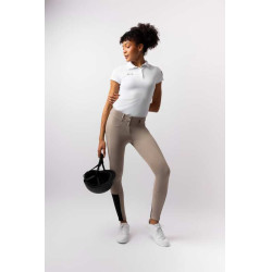 Calça de equitação Horze Evelyn com fundo integral feminino Toupeira simples Bege