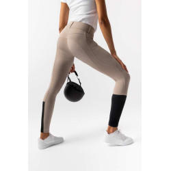 Calça de equitação Horze Evelyn com fundo integral feminino Toupeira simples Bege