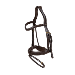 Bridão Dy'on D collection focinheira combinada trançada com Pull Back Castanho Bridão Dy'on D collection focinheira combinada trançada com Pull Back Castanho