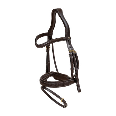 Bridão Dy'on D collection focinheira combinada trançada com Pull Back Castanho