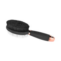 Escova Waldhausen dupla de crina com cabo de gel Preto / dourado rosé
