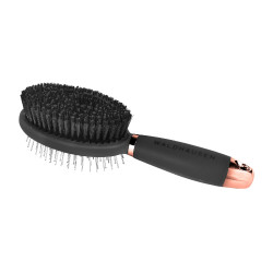 Escova Waldhausen dupla de crina com cabo de gel Preto / dourado rosé