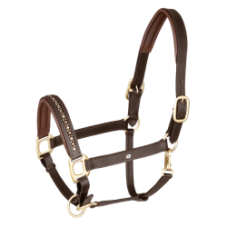 Cabeçada de couro Waldhausen Crystal X-Line Castanho / dourado