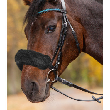 Almofada de pele de carneiro Waldhausen para focinheira ou cabeçada Preto