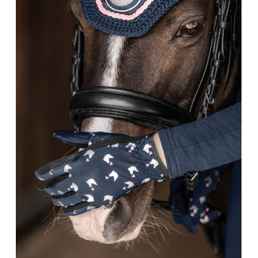 Luvas de equitação ELT Lucky Dora infantil Azul noturno / lucky